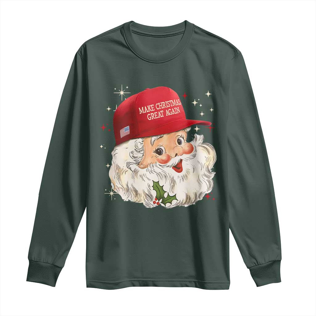 Funny Trump Christmas Long Sleeve Shirt Make Christmas Great Again Retro Santa Pajamas TS10 Dark Forest Green Print Your Wear