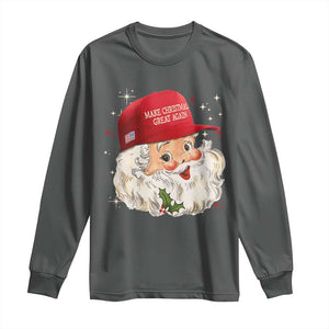 Funny Trump Christmas Long Sleeve Shirt Make Christmas Great Again Retro Santa Pajamas TS10 Dark Heather Print Your Wear