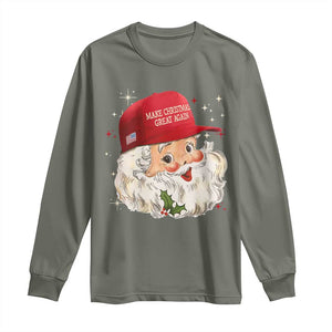 Funny Trump Christmas Long Sleeve Shirt Make Christmas Great Again Retro Santa Pajamas TS10 Military Green Print Your Wear