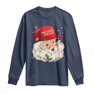 Funny Trump Christmas Long Sleeve Shirt Make Christmas Great Again Retro Santa Pajamas TS10 Navy Print Your Wear