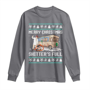 Funny Christmas Trump Long Sleeve Shirt Merry Xmas Shitter Was Full Ugly TS10 Charcoal Print Your Wear