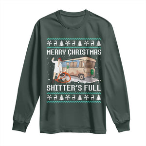 Funny Christmas Trump Long Sleeve Shirt Merry Xmas Shitter Was Full Ugly TS10 Dark Forest Green Print Your Wear