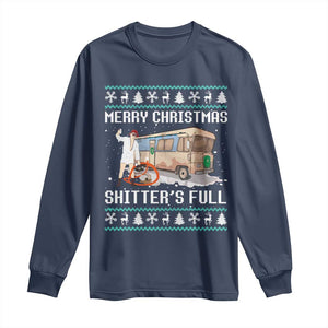 Funny Christmas Trump Long Sleeve Shirt Merry Xmas Shitter Was Full Ugly TS10 Navy Print Your Wear