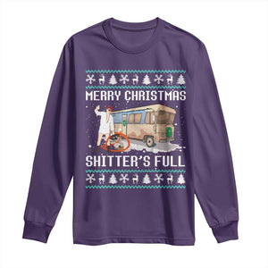 Funny Christmas Trump Long Sleeve Shirt Merry Xmas Shitter Was Full Ugly TS10 Purple Print Your Wear