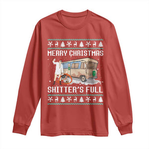 Funny Christmas Trump Long Sleeve Shirt Merry Xmas Shitter Was Full Ugly TS10 Red Print Your Wear