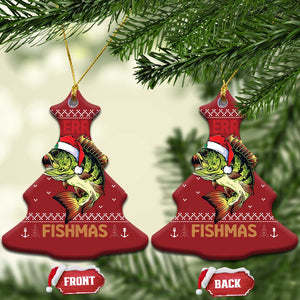 Fishing Christmas Ornament Merry Fishmas Bass Fish Ugly Sweater TS10 Christmas Tree Red Print Your Wear