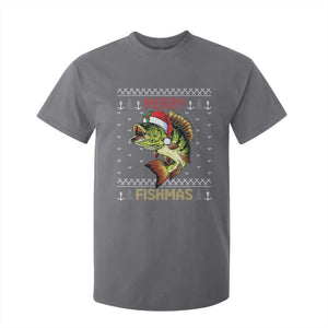 Fishing Christmas T Shirt For Kid Merry Fishmas Bass Fish Ugly Sweater TS10 Charcoal Print Your Wear