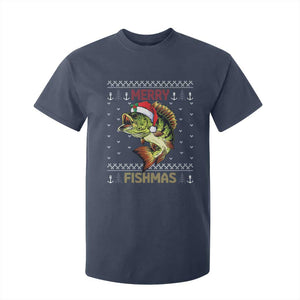 Fishing Christmas T Shirt For Kid Merry Fishmas Bass Fish Ugly Sweater TS10 Navy Print Your Wear