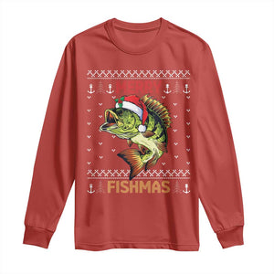 Fishing Christmas Long Sleeve Shirt Merry Fishmas Bass Fish Ugly Sweater TS10 Red Print Your Wear