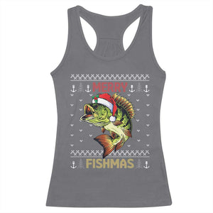 Fishing Christmas Racerback Tank Top Merry Fishmas Bass Fish Ugly Sweater TS10 Charcoal Print Your Wear