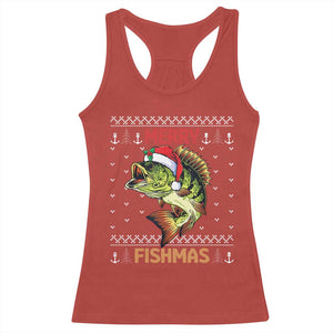 Fishing Christmas Racerback Tank Top Merry Fishmas Bass Fish Ugly Sweater TS10 Red Print Your Wear