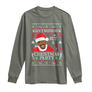 Funny Christmas Long Sleeve Shirt Funny Ain't No Party Like a Diddy Party Ugly Christmas Sweater TS10 Military Green Print Your Wear