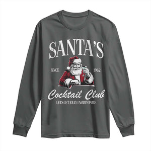 Funny Christmas Long Sleeve Shirt Santas Cocktail Club Christmas Espresso Martini Dirty Martini TS10 Dark Heather Print Your Wear