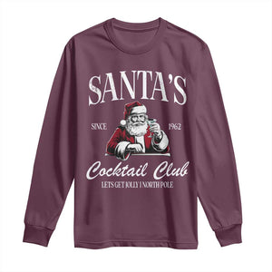 Funny Christmas Long Sleeve Shirt Santas Cocktail Club Christmas Espresso Martini Dirty Martini TS10 Maroon Print Your Wear