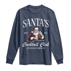 Funny Christmas Long Sleeve Shirt Santas Cocktail Club Christmas Espresso Martini Dirty Martini TS10 Navy Print Your Wear