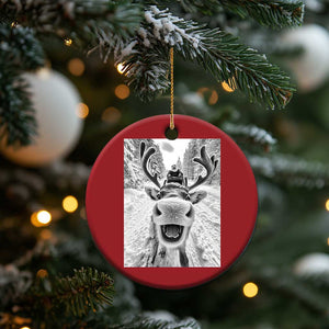 Funny Reindeer Selfie Christmas Ornament TS10 Print Your Wear