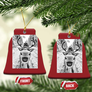 Funny Reindeer Selfie Christmas Ornament TS10 Bell Flake Red Print Your Wear