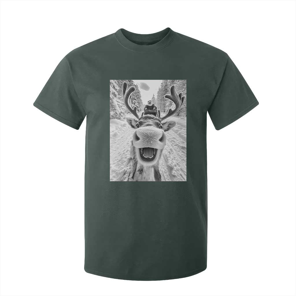 Funny Reindeer Selfie Christmas T Shirt For Kid TS10 Dark Forest Green Print Your Wear