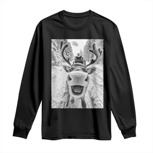 Funny Reindeer Selfie Christmas Long Sleeve Shirt TS10 Black Print Your Wear