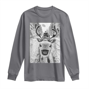 Funny Reindeer Selfie Christmas Long Sleeve Shirt TS10 Charcoal Print Your Wear