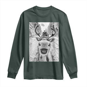 Funny Reindeer Selfie Christmas Long Sleeve Shirt TS10 Dark Forest Green Print Your Wear