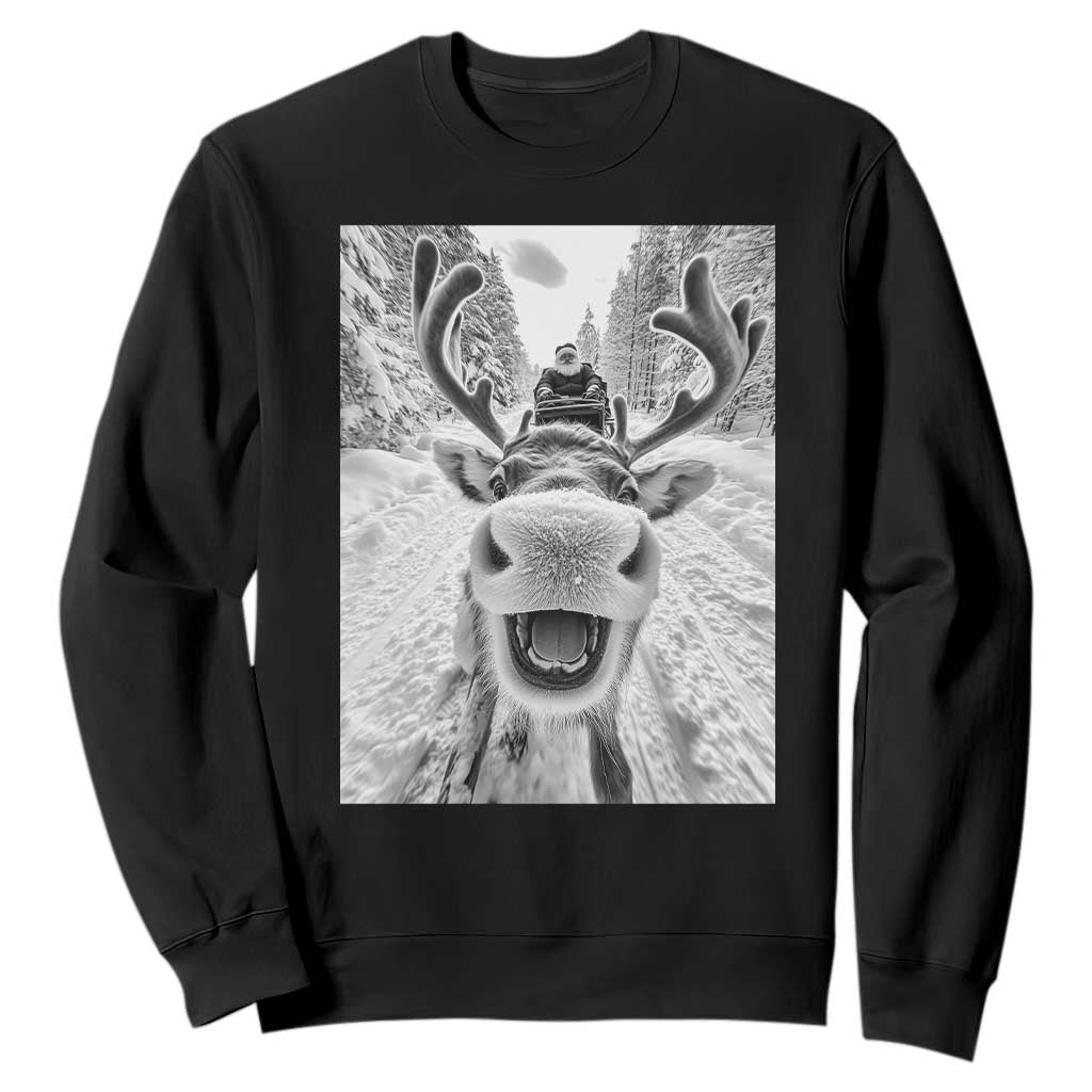 Funny Reindeer Selfie Christmas Sweatshirt TS10 Black Print Your Wear