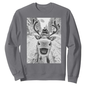 Funny Reindeer Selfie Christmas Sweatshirt TS10 Charcoal Print Your Wear