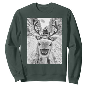 Funny Reindeer Selfie Christmas Sweatshirt TS10 Dark Forest Green Print Your Wear