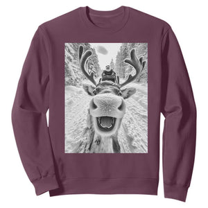 Funny Reindeer Selfie Christmas Sweatshirt TS10 Maroon Print Your Wear