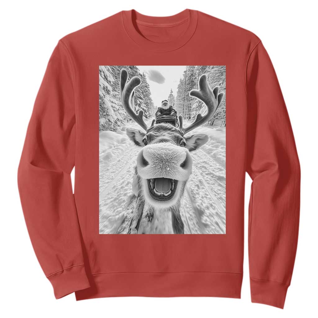 Funny Reindeer Selfie Christmas Sweatshirt TS10 Red Print Your Wear
