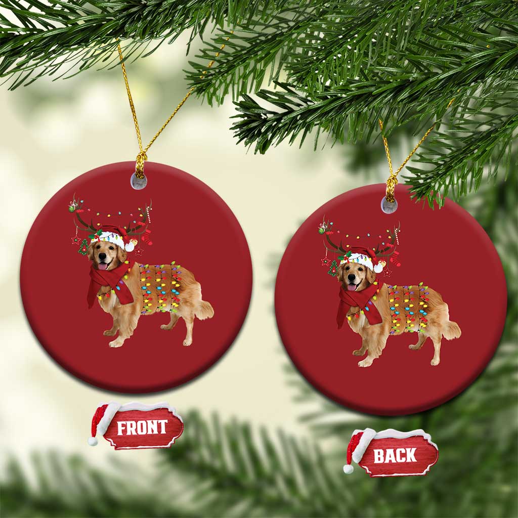 Golden Retriever Xmas Christmas Ornament Gift for Dog Lover Happy New Year Xmas Lights TS10 Circle Red Print Your Wear