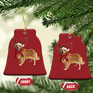 Golden Retriever Xmas Christmas Ornament Gift for Dog Lover Happy New Year Xmas Lights TS10 Bell Flake Red Print Your Wear