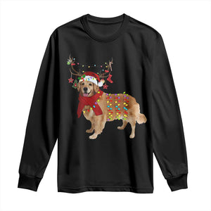 Golden Retriever Christmas Long Sleeve Shirt Gift for Dog Lover Happy New Year Xmas Lights TS10 Black Print Your Wear