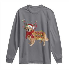 Golden Retriever Christmas Long Sleeve Shirt Gift for Dog Lover Happy New Year Xmas Lights TS10 Charcoal Print Your Wear