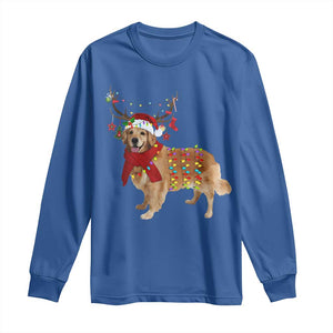 Golden Retriever Christmas Long Sleeve Shirt Gift for Dog Lover Happy New Year Xmas Lights TS10 Royal Blue Print Your Wear