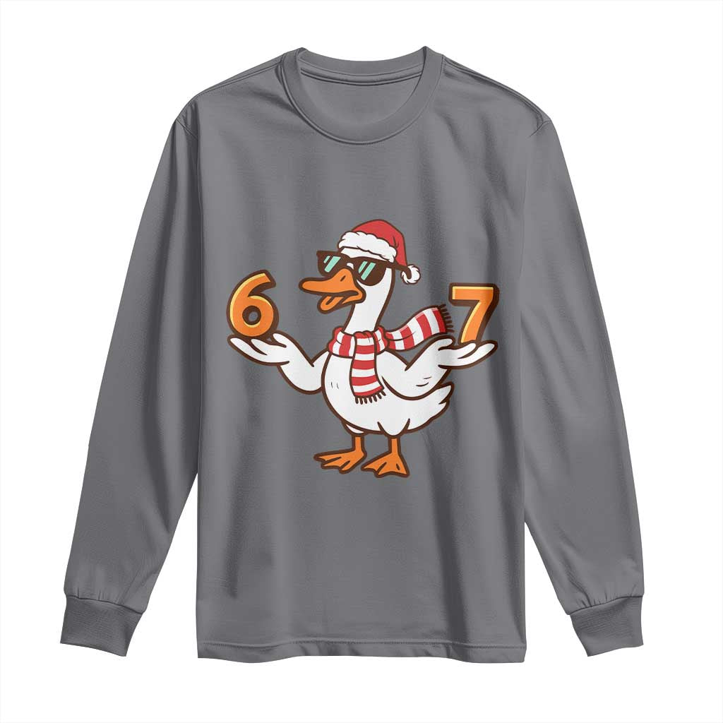 67 Christmas Silly Goose Long Sleeve Shirt 6 7 Meme Funny Six Seven Gen Alpha Slang TS10 Charcoal Print Your Wear