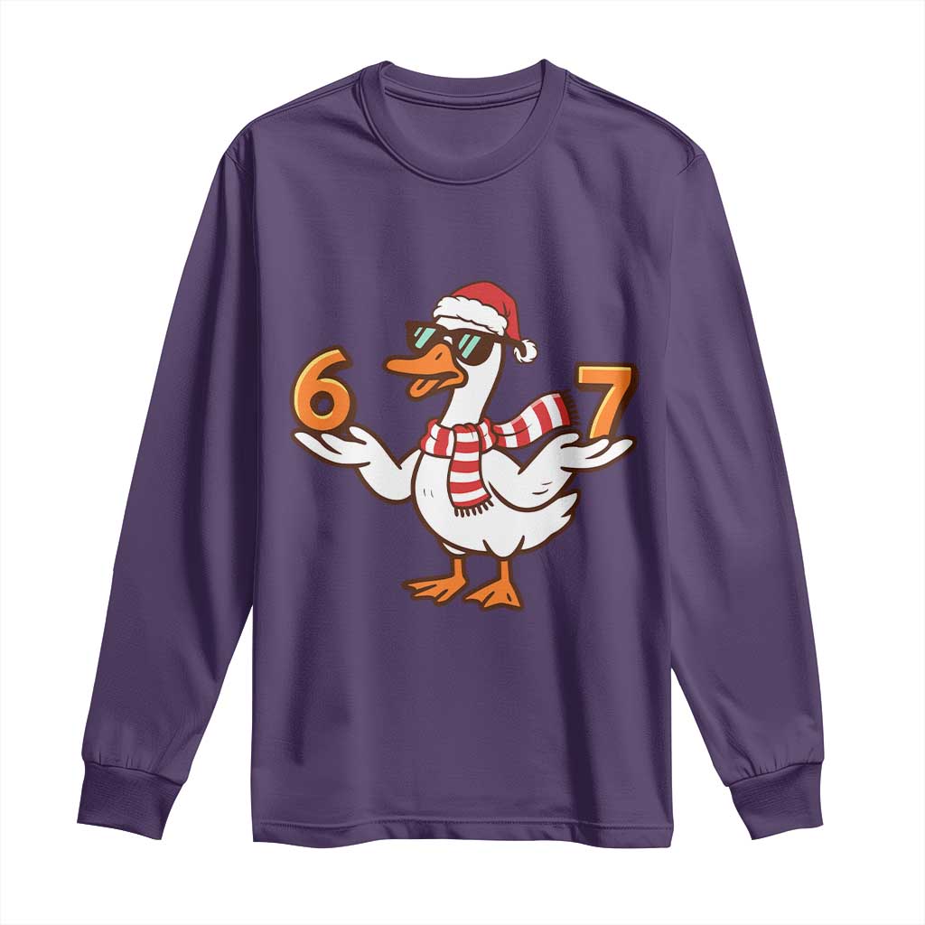 67 Christmas Silly Goose Long Sleeve Shirt 6 7 Meme Funny Six Seven Gen Alpha Slang TS10 Purple Print Your Wear