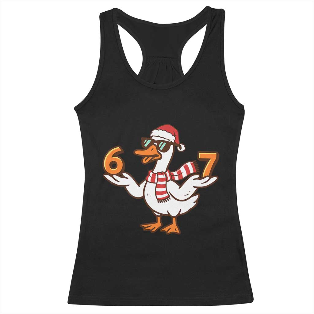 67 Christmas Silly Goose Racerback Tank Top 6 7 Meme Funny Six Seven Gen Alpha Slang TS10 Black Print Your Wear