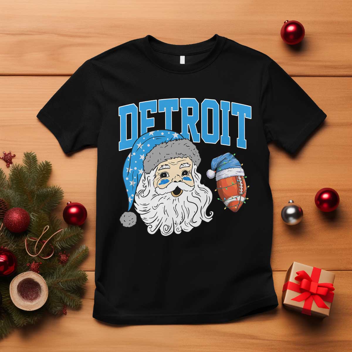 LF Football Christmas T Shirt Vintage Santa Claus Face Game Day Sports Fans TS10 Black Print Your Wear