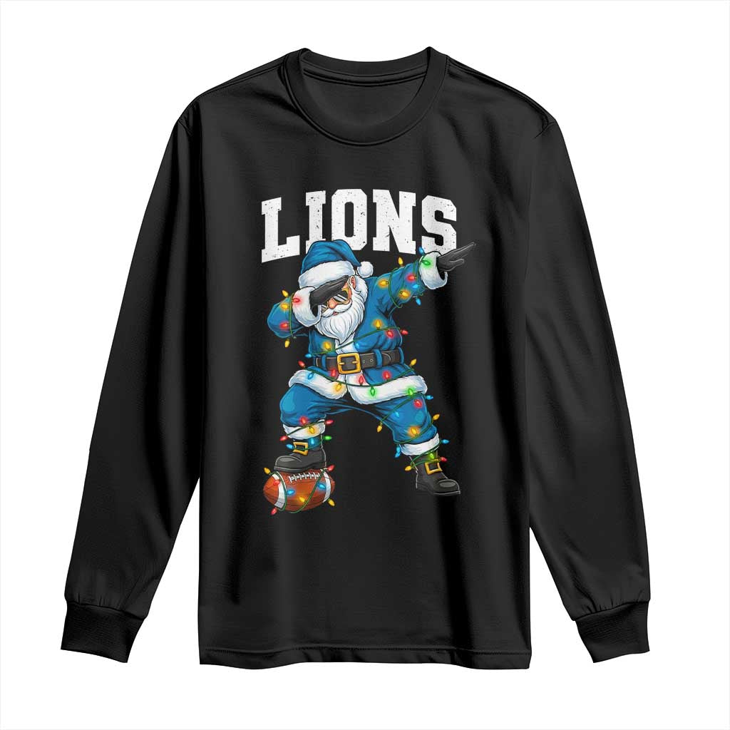 LF Christmas Long Sleeve Shirt Funny Dabbing Santa Football Lovers Game Day TS10 Black Print Your Wear