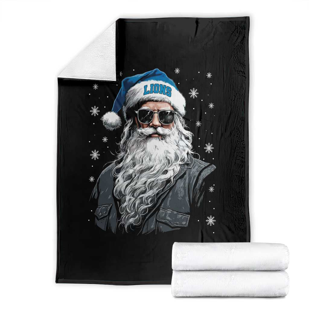 Vintage DFL Christmas Throw Blanket Retro Santa Lions Fan Game Day TS10 Black Print Your Wear