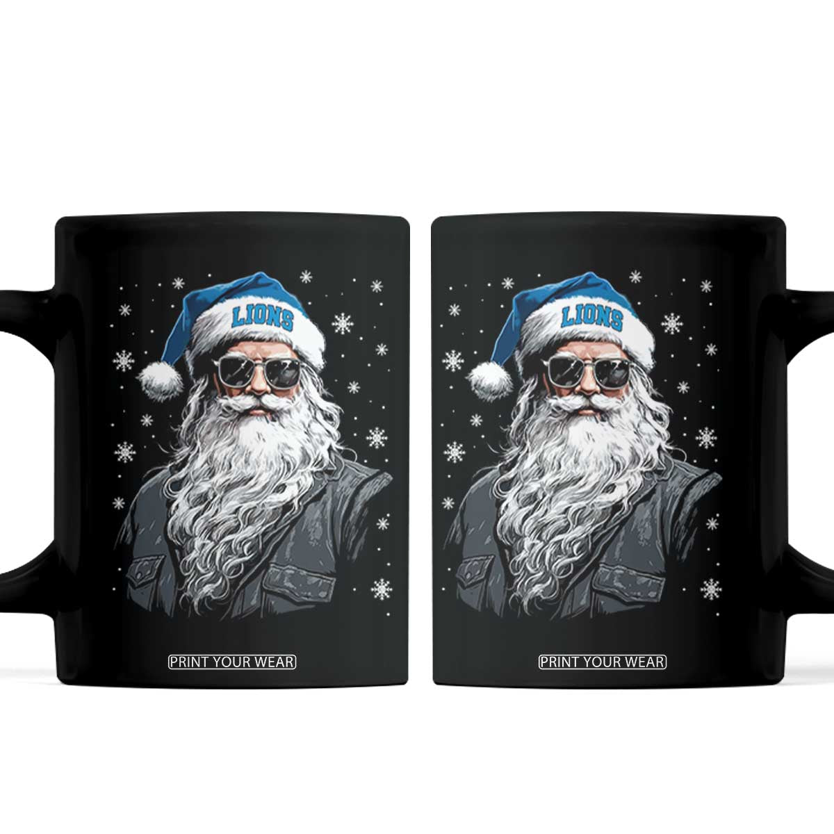 Vintage DFL Christmas Coffee Mug Retro Santa Lions Fan Game Day TS10 Black Print Your Wear
