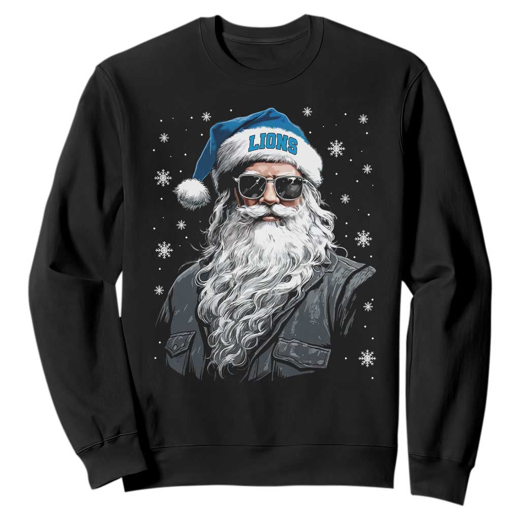 Vintage DFL Christmas Sweatshirt Retro Santa Lions Fan Game Day TS10 Black Print Your Wear