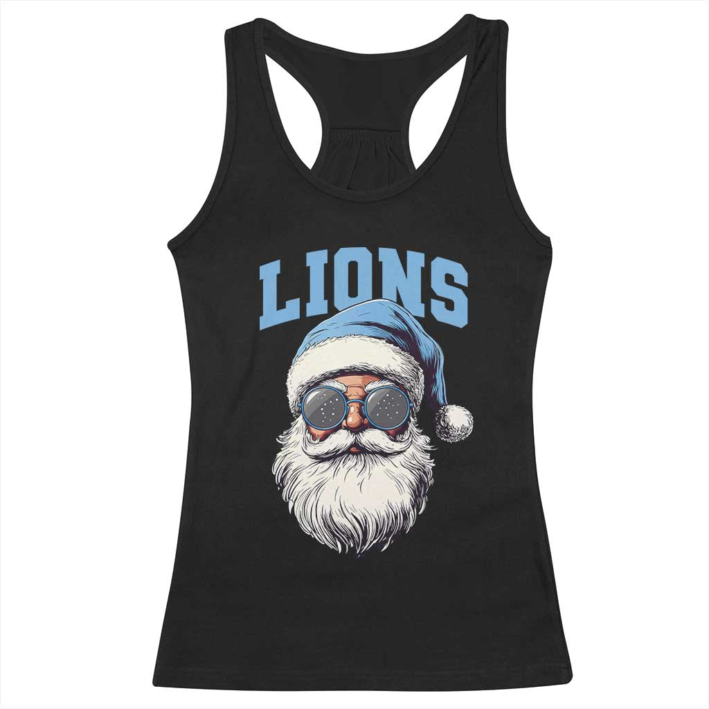 LF Football Christmas Racerback Tank Top Vintage Santa Claus Face Game Day TS10 Black Print Your Wear
