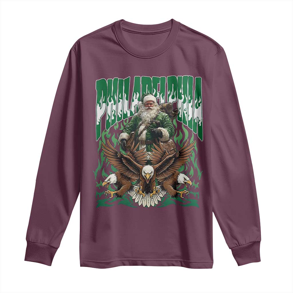 Funny Xmas Philly Long Sleeve Shirt Fly Santa Fly PFE Pride TS10 Maroon Print Your Wear