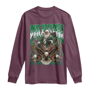 Funny Xmas Philly Long Sleeve Shirt Fly Santa Fly PFE Pride TS10 Maroon Print Your Wear