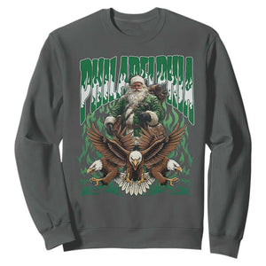 Funny Xmas Philly Sweatshirt Fly Santa Fly PFE Pride TS10 Dark Heather Print Your Wear