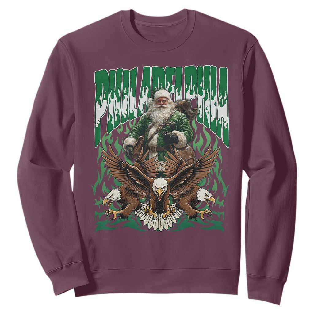 Funny Xmas Philly Sweatshirt Fly Santa Fly PFE Pride TS10 Maroon Print Your Wear