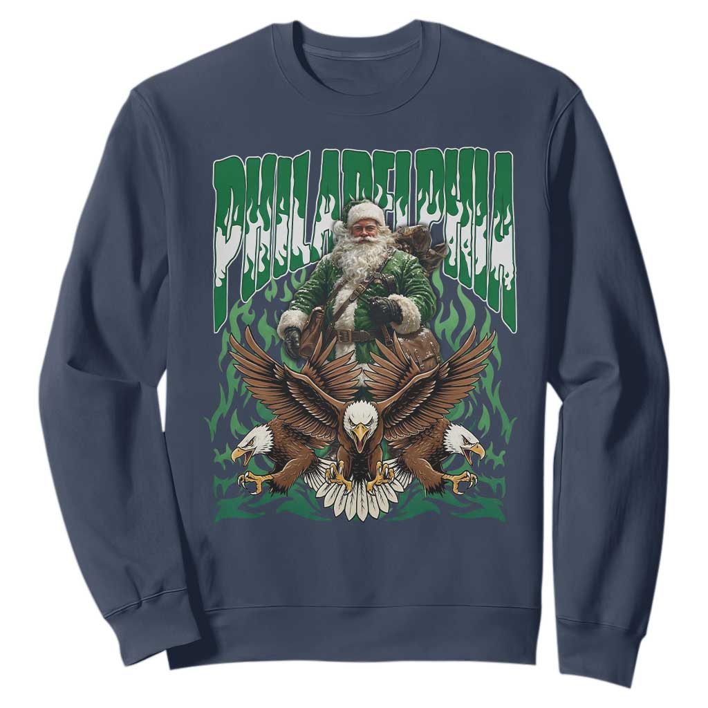 Funny Xmas Philly Sweatshirt Fly Santa Fly PFE Pride TS10 Navy Print Your Wear