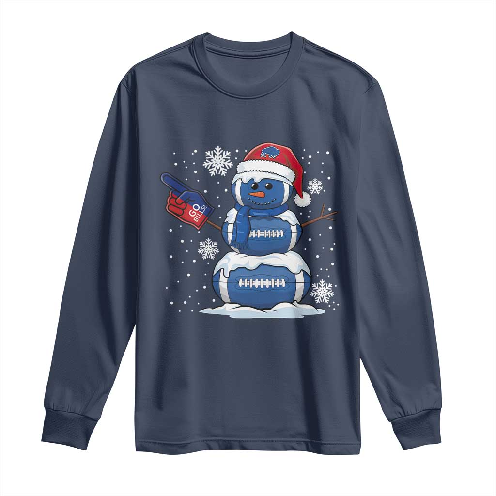 Christmas BFB Football Long Sleeve Shirt Vintage 90s BFB Sports Fan Football Snowman Xmas Pajamas TS10 Navy Print Your Wear